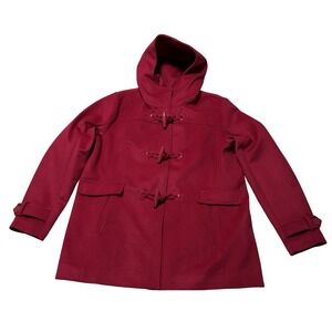 Pendleton Wool Red Peacoat Toggle Coat - Striped Interior - Hooded - XXL 24x31